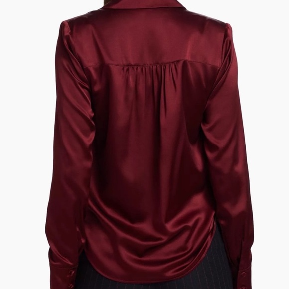 Veronica Beard Maroon Rozik Stretch Silk Surplice Top Women’s Size 2 - Picture 3 of 10